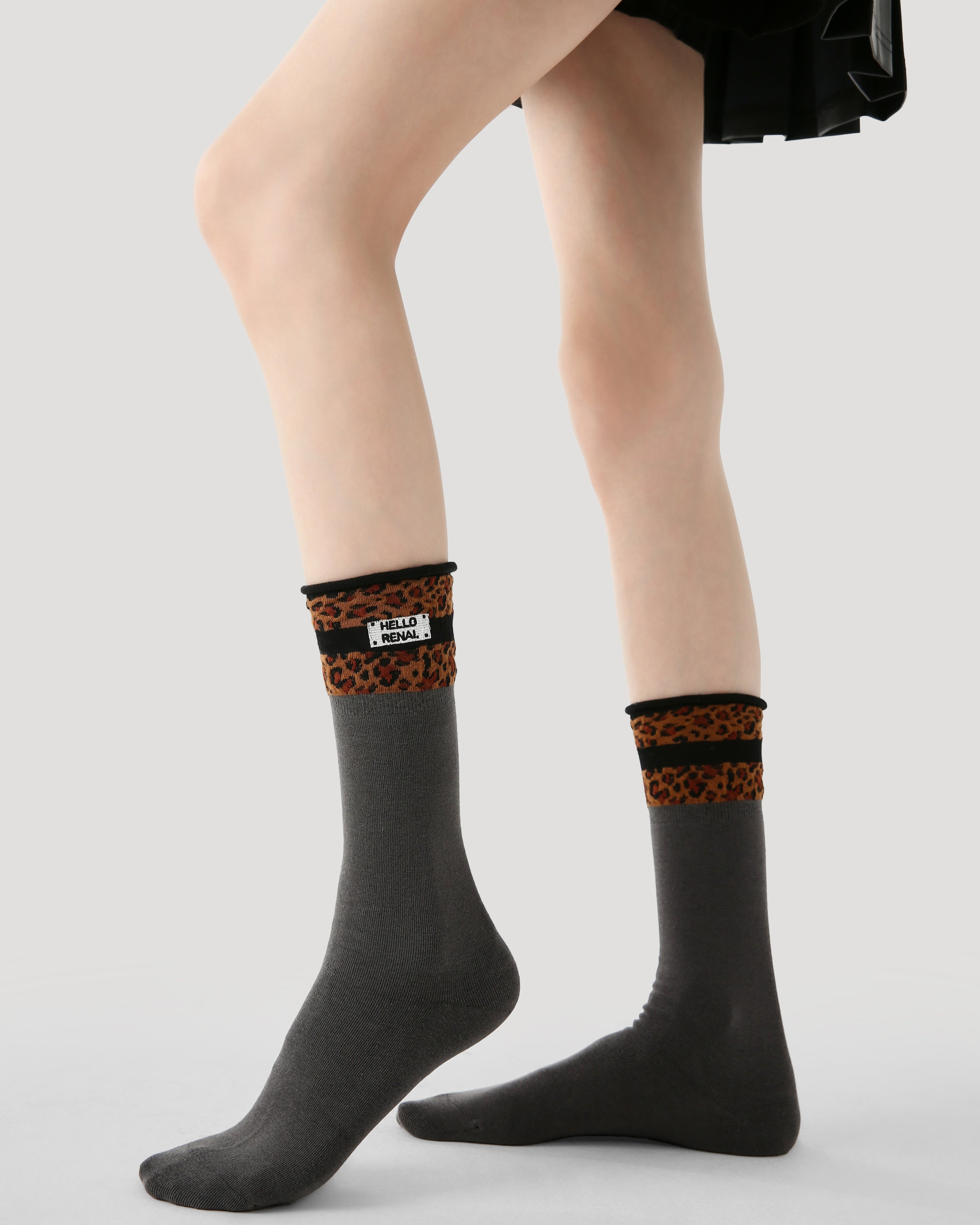 Women Crew Socks Leopard Print Cotton Trendy Casual Street - SWEET NANA