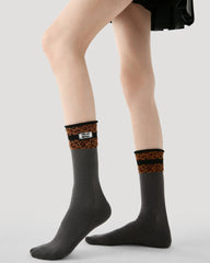 Women's Crew Socks Leopard Print Cotton Trendy Casual Street Style