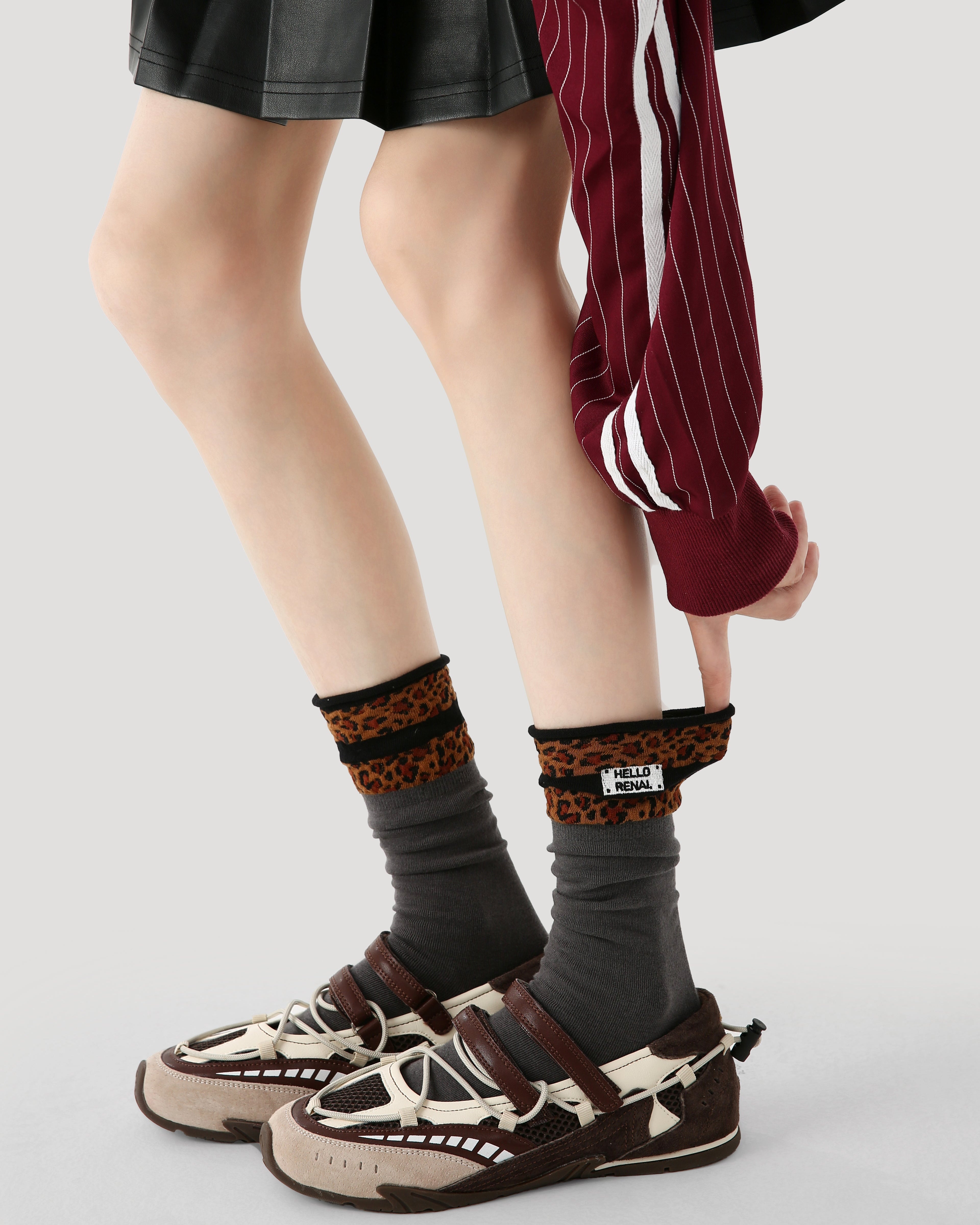 Women Crew Socks Leopard Print Cotton Trendy Casual Street Secondary image
