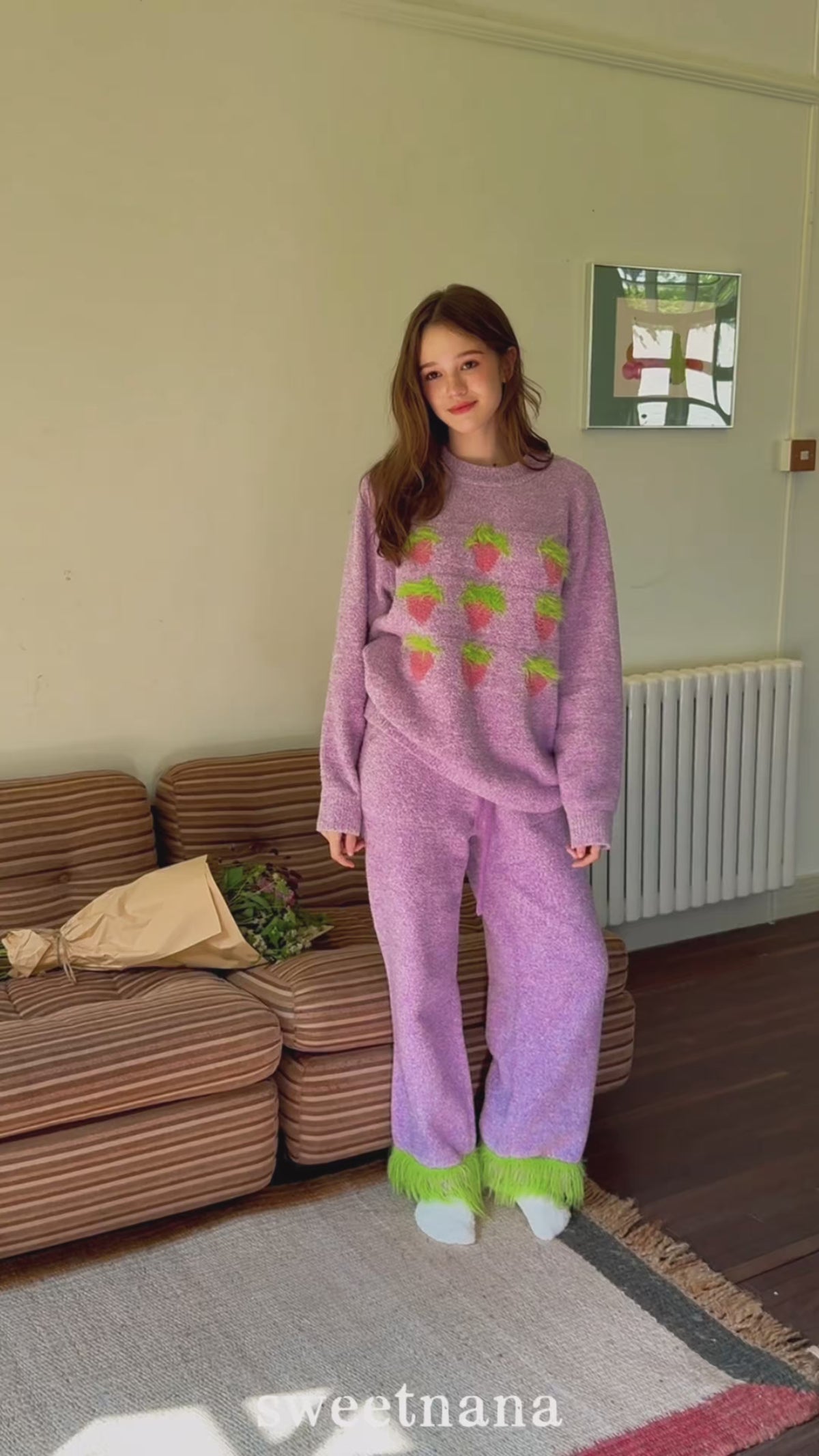 Fuzzy Strawberry Plush Winter Lounge Set