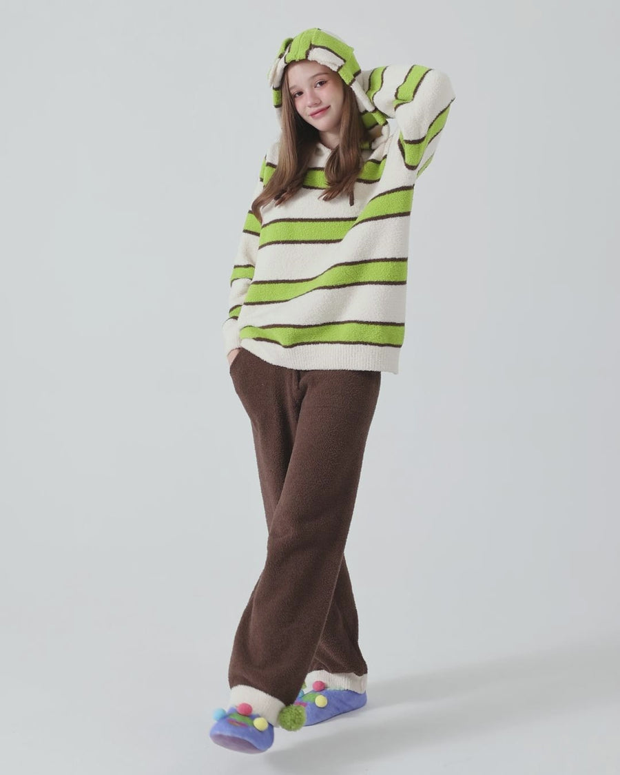 Lime Stripe Floppy-Ear Plush Lounge Set