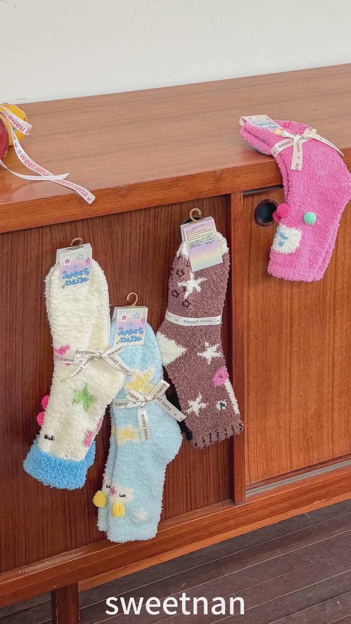 Happy Sheep And Pony Fuzzy Crew Socks