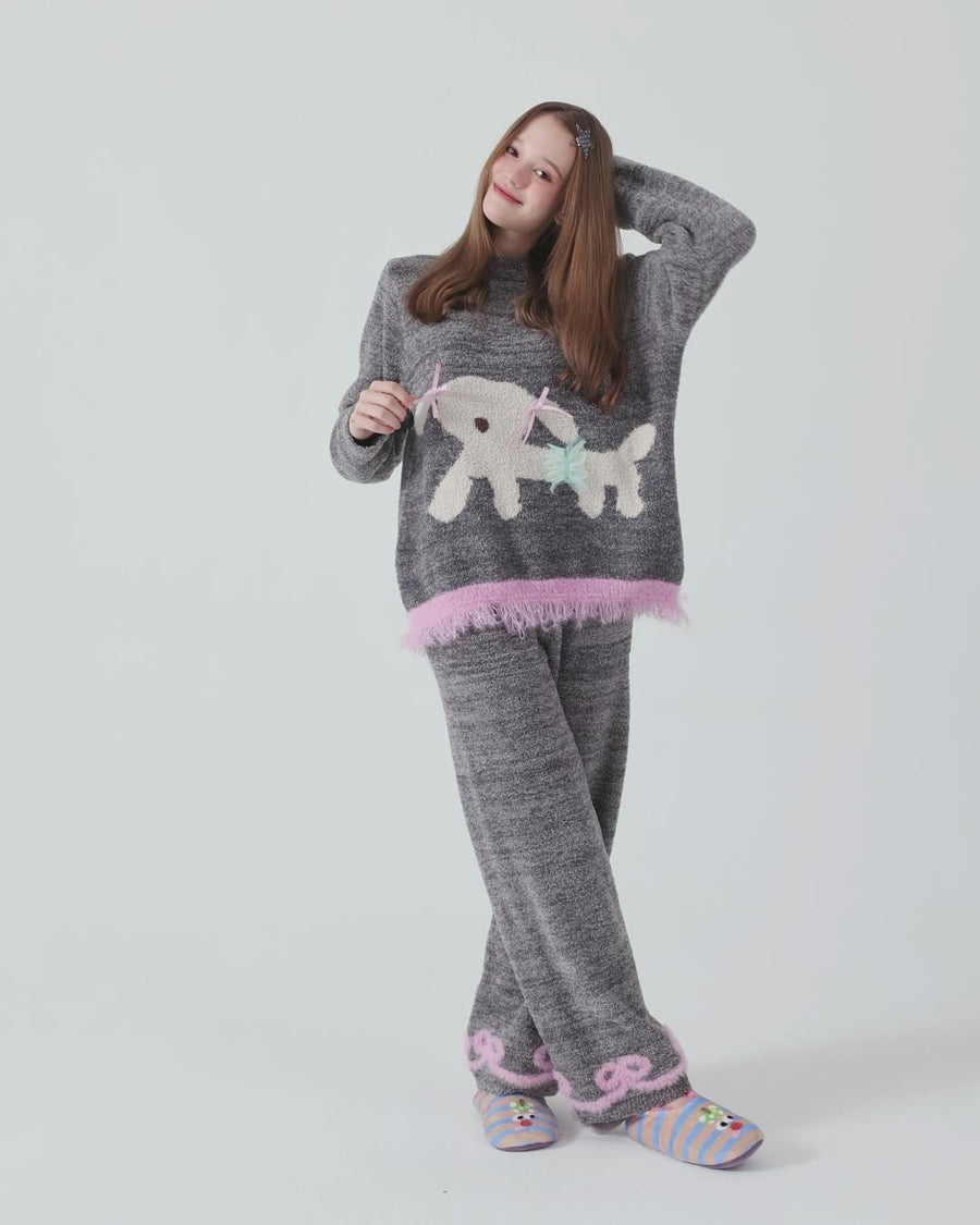 Ribbon Puppy Plush Winter Lounge Set